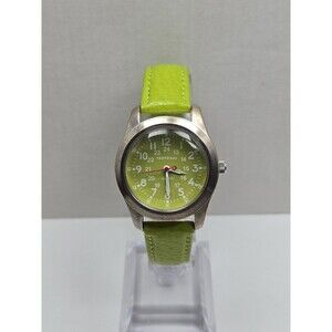 Tokyobay Lime Green 24 Hour Military Field Quartz Watch Red Band New Battery
